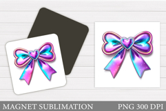 Iridescent Bow Magnet Design. Valentines Bow Sublimation Product Image 1