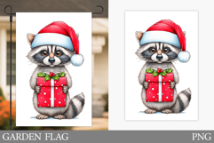 Christmas Raccoon Garden Flag. Christmas Garden Flag Design Product Image 1
