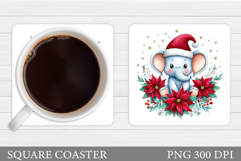 Cute Elephant Coaster Design. Christmas Coaster Sublimation Product Image 1