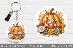 Fall Pumpkin Keychain Sublimation. Pumpkin Keychain Design Product Image 1