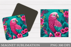 Parrot Magnet Sublimation. Cute Parrot Magnet Design Product Image 1