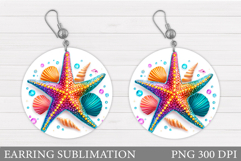 Starfish Earring Sublimation. Sea Earring Design Product Image 1