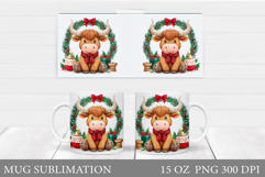 Christmas Cow Mug Design. Christmas Mug Sublimation Product Image 1