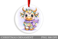 Cute Cow Christmas Ornament. Christmas Ornament Sublimation Product Image 1