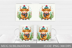 Christmas Cow Mug Design. Christmas Mug Sublimation Product Image 1