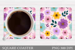 Flowers Coaster Design. Floral Coaster Sublimation Product Image 1