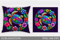 Cute Turtle Pillow Design. Sea Turtle Sublimation Product Image 1