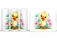 Cute Duck Tumbler Design. Spring Tumbler Sublimation Product Image 2