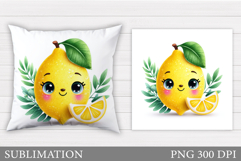 Cute Lemon Pillow Design. Cute Lemon Sublimation Product Image 1