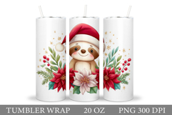 Christmas Sloth Tumbler. Christmas Tumbler Sublimation Product Image 1