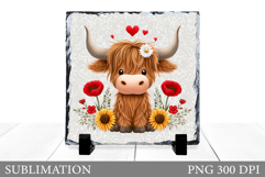 Highland Cow Sublimation. Cute Cow Slate Design Product Image 1