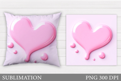 Heart Pillow Sublimation. Valentines Pillow Design Product Image 1