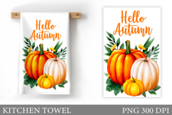 Fall Pumpkin Kitchen Towel. Fall Kitchen Towel Sublimation Product Image 1