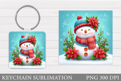 Cute Snowman Keychain Sublimation. Christmas Keychain Design Product Image 1