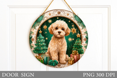 Christmas Dog Door Sign. Christmas Door Sign Sublimation Product Image 1