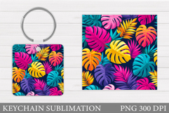 Tropical Leaves Keychain. Tropical Leaves Keychain Design Product Image 1