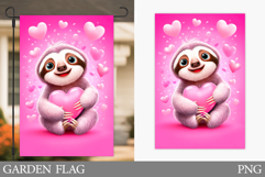 Valentines Sloth Garden Flag. Valentines Garden Flag Design Product Image 1