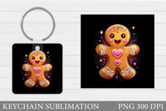 Cute Gingerbread Keychain. Christmas Keychain Sublimation Product Image 1