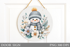 Cute Snowman Door Sign Design. Christmas Sublimation Product Image 1