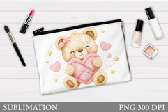 Valentines Bear Cosmetics Bag. Valentines Makeup Bag Design Product Image 1