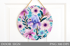 Floral Door Sign Sublimation. Flowers Door Sign Design Product Image 1