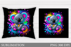 Cute Koala Pillow Design. Colorful Koala Sublimation Product Image 1