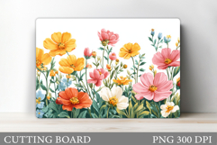 Wildflowers Cutting Board. Flowers Cutting Board Sublimation Product Image 1