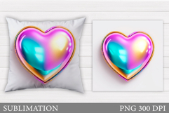 Heart Pillow Sublimation. Valentines Pillow Design Product Image 1