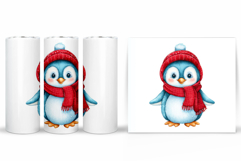 Cute Penguin Tumbler Design. Christmas Tumbler Sublimation Product Image 2
