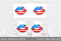 Patriotic Lips Mug Design. Patriotic Mug Sublimation Product Image 1