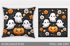 Halloween Ghost Pillow Design. Cute Ghost Sublimation Product Image 1