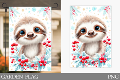 Christmas Sloth Garden Flag. Christmas Garden Flag Design Product Image 1
