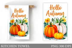 Fall Pumpkin Kitchen Towel. Fall Kitchen Towel Sublimation Product Image 1