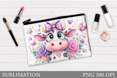 Cute Cow Makeup Bag Design. Cow Makeup Pouch Sublimation Product Image 1