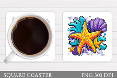 Starfish Coaster Sublimation. Seashell Coaster Design Product Image 1