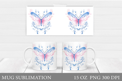 Butterflies Mug Sublimation. Butterfly Mug Design Product Image 1