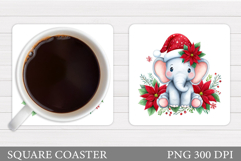 Christmas Elephant Coaster. Christmas Coaster Sublimation Product Image 1