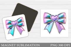 Iridescent Bow Magnet Design. Valentines Bow Sublimation Product Image 1