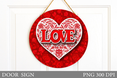 Valentines Door Sign Sublimation. Love Door Sign Design Product Image 1