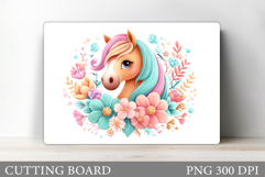 Cute Horse Cutting Board Design. Horse Sublimation Product Image 1