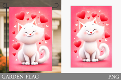 Valentines Cat Garden Flag. Valentines Garden Flag Design Product Image 1