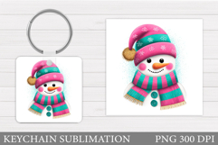 Christmas Snowman Keychain. Christmas Keychain Sublimation Product Image 1