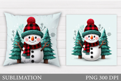 Christmas Snowman Pillow. Christmas Pillow Design Product Image 1