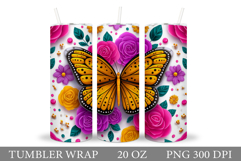 Butterflies Tumbler Design. Butterfly Tumbler Sublimation Product Image 1