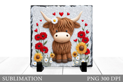 Highland Cow Sublimation. Cute Cow Slate Design Product Image 1