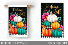 Pumpkin Kitchen Towel. Fall Kitchen Towel Sublimation Product Image 1