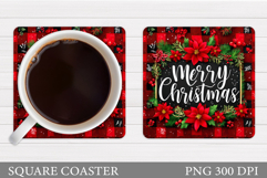 Merry Christmas Coaster. Christmas Coaster Sublimation Product Image 1