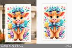 Easter Cow Garden Flag. Easter Garden Flag Sublimation Product Image 1