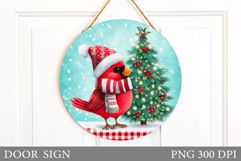 Cardinal Door Sign Design. Christmas Door Sign Sublimation Product Image 1