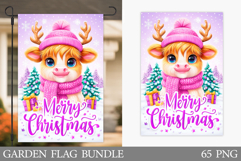 Christmas Cow Garden Flag. Christmas Garden Flag Sublimation Product Image 1
